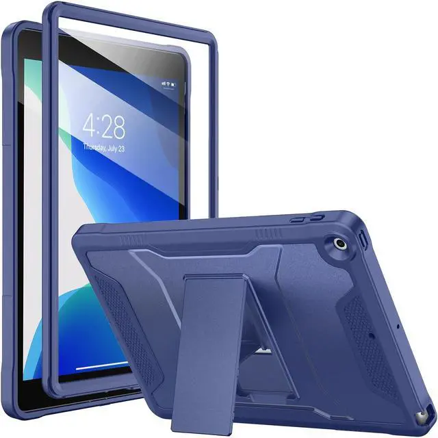 Main image of Soke Case for iPad 9th/8th/7th Generation 10.2-Inch (2021/2020/2019 Release), with Built-in Screen Protector and Kickstand, Rugged Full Body Protective Cover for Apple iPad 10.2 Inch - Navy