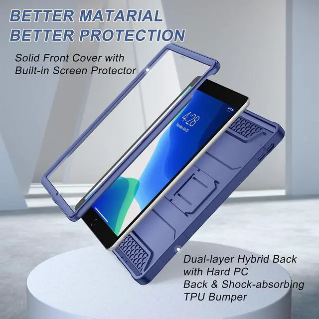 Alt view image 4 of 5 - Soke Case for iPad 9th/8th/7th Generation 10.2-Inch (2021/2020/2019 Release), with Built-in Screen Protector and Kickstand, Rugged Full Body Protective Cover for Apple iPad 10.2 Inch - Navy