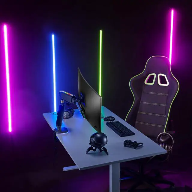 Alt view image 5 of 5 - AVLT Single 27-45 RGB Gaming Monitor Arm Desk Mount Built-in 20 Lighting Modes Touch Button Control Fits Flat/Curved/Ultrawide Screens Height Swivel Tilt Rotation Adjustable Stand -Dark Gray
