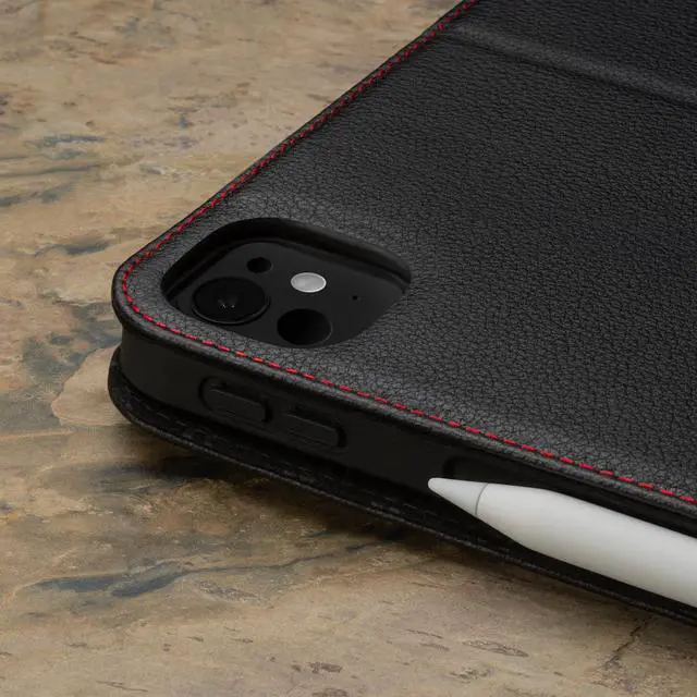 Alt view image 5 of 5 - TORRO Case Compatible with iPad Pro 11 5th Gen (2024)  Premium Leather iPad Pro 11 M4 Case with Stand Function, Apple Pencil Connectivity and Wake/Sleep Function (Black with Red Detail)