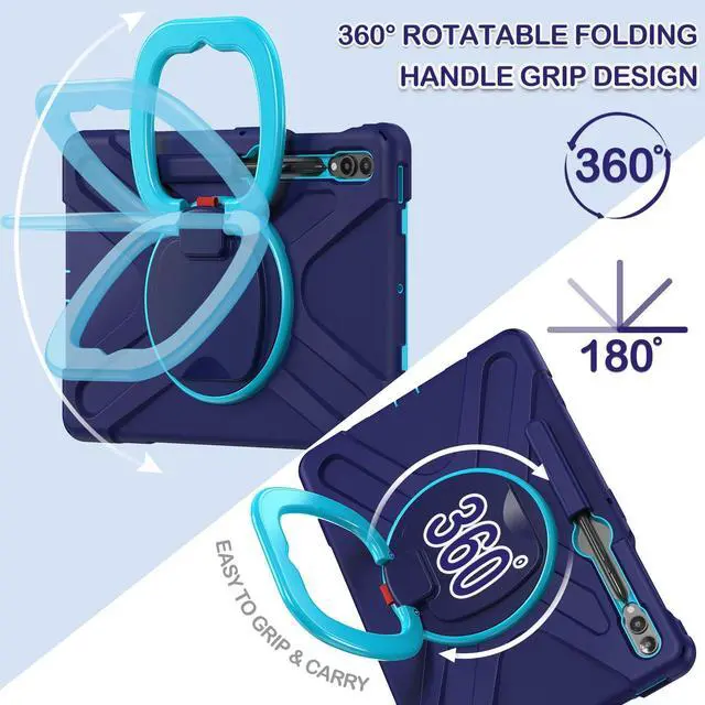 Alt view image 3 of 5 - BATYUE Case for Samsung Galaxy Tab S10+ /S9 FE+ /S9+ /S8+ /S7+ /S7 FE 5G 12.4 inch, Shockproof Protective Tablet Case with Shoulder Strap, Kickstand, Navy Blue