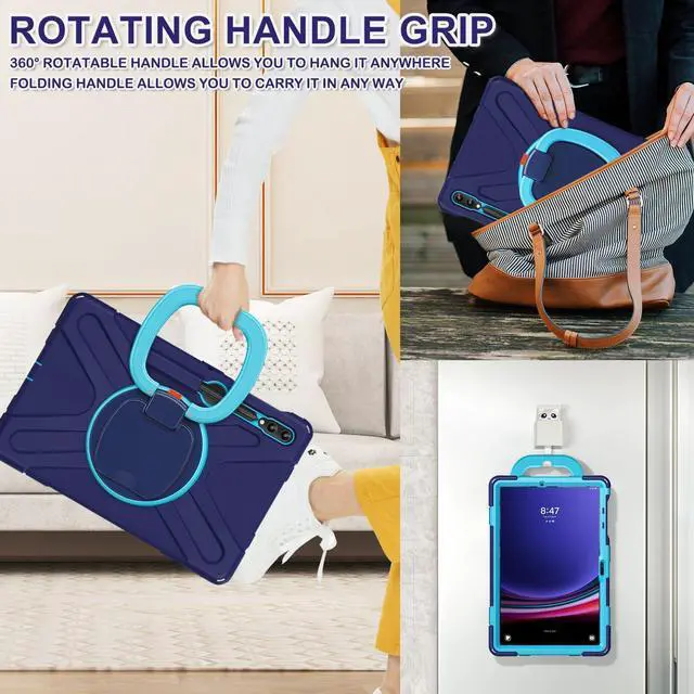 Alt view image 4 of 5 - BATYUE Case for Samsung Galaxy Tab S10+ /S9 FE+ /S9+ /S8+ /S7+ /S7 FE 5G 12.4 inch, Shockproof Protective Tablet Case with Shoulder Strap, Kickstand, Navy Blue