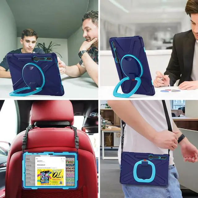 Alt view image 5 of 5 - BATYUE Case for Samsung Galaxy Tab S10+ /S9 FE+ /S9+ /S8+ /S7+ /S7 FE 5G 12.4 inch, Shockproof Protective Tablet Case with Shoulder Strap, Kickstand, Navy Blue