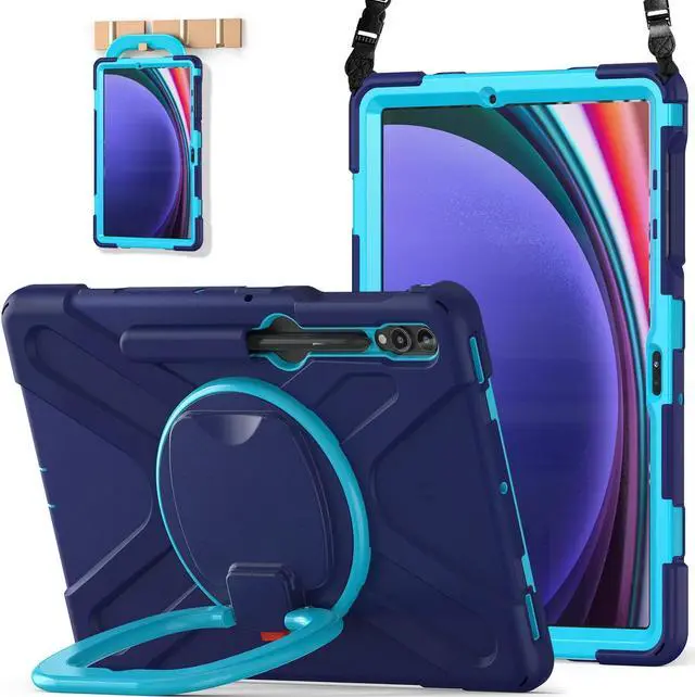 Main image of BATYUE Case for Samsung Galaxy Tab S10+ /S9 FE+ /S9+ /S8+ /S7+ /S7 FE 5G 12.4 inch, Shockproof Protective Tablet Case with Shoulder Strap, Kickstand, Navy Blue