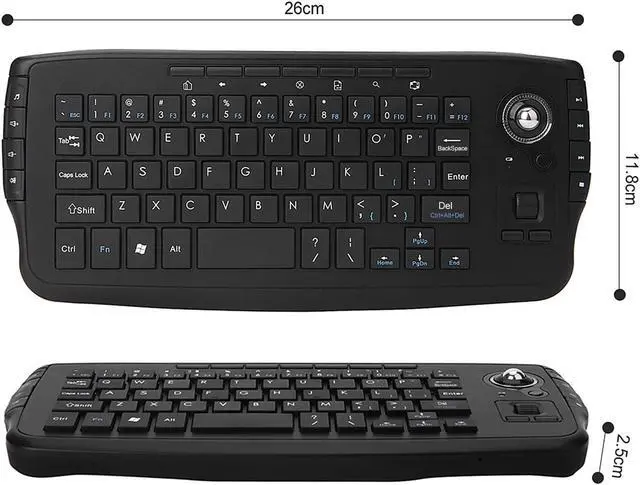 Alt view image 5 of 5 - Sunydog E30 2.4GHz Wireless Keyboard with Trackball Mouse Scroll Wheel Remote Control for Android TV BOX Smart TV PC Notebook Black