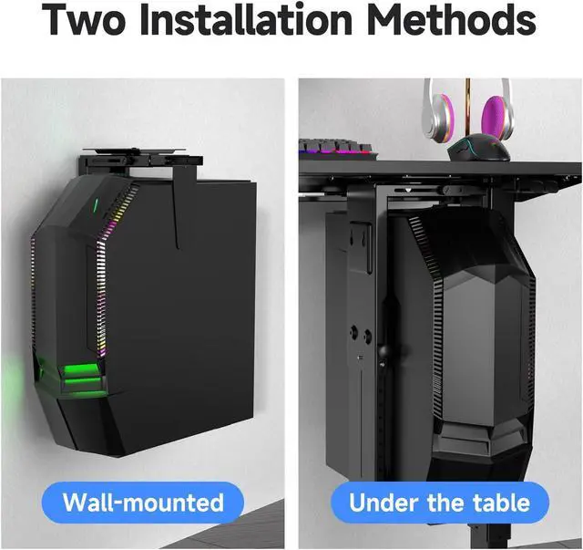 Alt view image 2 of 5 - Suptek Adjustable Under Desk and Wall PC Mount,3.74 to 8.26 inch Wide Computer Case CPU Hanger Holder 360 Degree Rotatable Under-Desk PC Hanging Stand Holder Mount (ZJJ001)