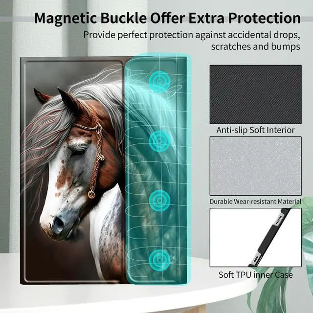 Alt view image 5 of 5 - BFDHGQZC Horse Keyboard Case for Samsung Galaxy Tab S6 Lite 10.4 inch 2022 (SM-P613/P619)/2020 (SM-P610/P615),Slim Stand Protective Cover with Detachable Keyboard