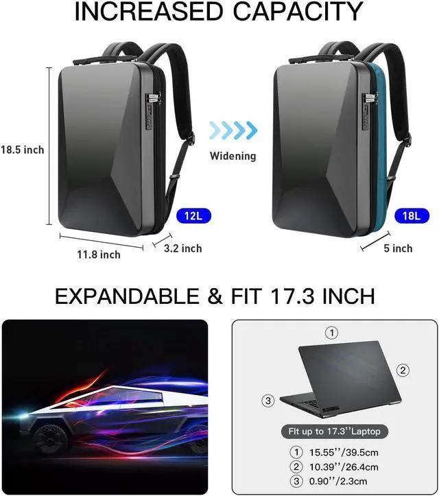 Alt view image 4 of 5 - Hard Shell Gaming Laptop Backpack 17.3 Inch & Slim Laptop Backpack 15 Inch
