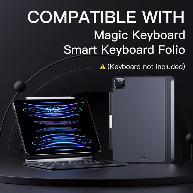 Alt view image 3 of 5 - Techfish iPad Case Compatible with Magic Keyboard & Smart Keyboard Folio(Keyboard not Included), Magnetic Back Slim Cover with Pencil Holder for iPad Pro 11" 1st-4th Gen / 10.9" iPad Air 4 & 5 Black