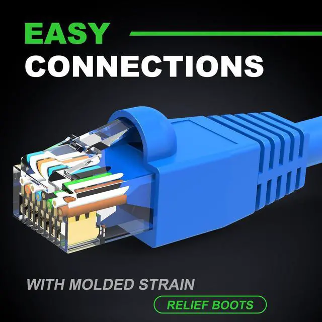 Alt view image 4 of 5 - CableGeeker Cat 6 Ethernet Cable 150 ft, High Speed 10Gbps Internet Network Cable, 24AWG Heavy Duty Patch Cord, UTP LAN Internet Patch Cable for Router, Modem, PS5/4, Xbox, Server, Blue