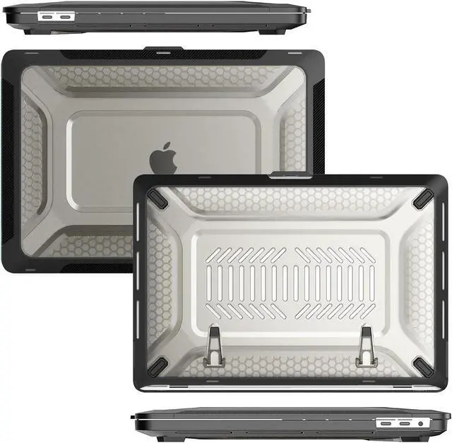 Alt view image 3 of 5 - Teryeefi for MacBook Air 13 Case M1 A2337/A2179/A1932 2021 2020-2018 Release, Kickstand Shockproof Protective Hard Shell & Keyboard Cover & OTG Adapter for MacBook Air 13 inch with Touch ID, Black-FW