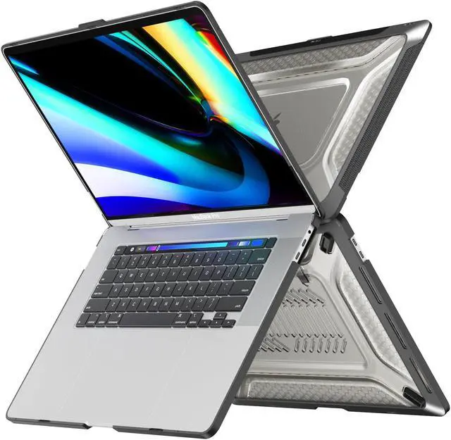 Alt view image 5 of 5 - Teryeefi for MacBook Air 13 Case M1 A2337/A2179/A1932 2021 2020-2018 Release, Kickstand Shockproof Protective Hard Shell & Keyboard Cover & OTG Adapter for MacBook Air 13 inch with Touch ID, Black-FW
