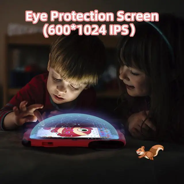 Alt view image 3 of 5 - 2024 Kids Tablet for 3-7, 7" Android 13 Tablet for Kids, 4GB+32GB(512GB TF), Parental Control, Eye Protection Screen, 1024x600 Resolution Toddler Tablets with iWawa Pre-Installed for Boys Girls - Red