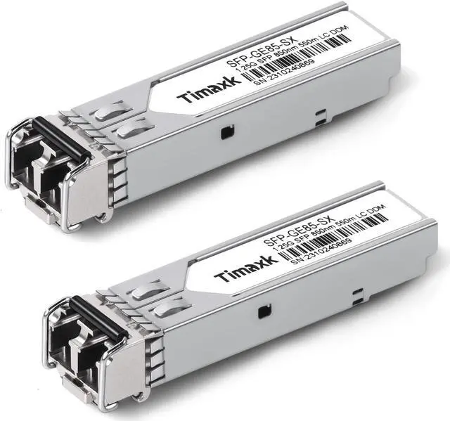 Main image of Timaxk 1.25G SFP 1000Base-SX, 850nm MMF, up to 550 Meters, LC Multi Mode 1G Fiber Transceiver Modular for Cisco, Meraki, Ubiquiti UniFi, Mikrotik, Intel, Netgear, D-Link, Qnap, Linksys and More