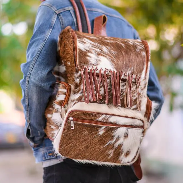 Alt view image 5 of 5 - CHAYELL Cowhide Genuine Leather Backpack with Laptop Compartment - Travel Bag, Western Diaper Bag for Women
