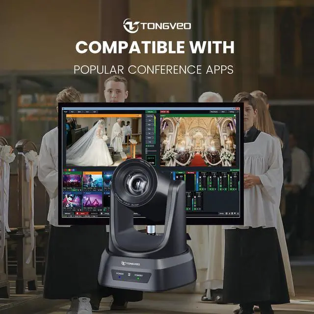 Alt view image 5 of 5 - TONGVEO Conference Room PTZ Camera System with 20X Optical Zoom | 1080P 60fps HDMI USB Webcam for Church Streaming Online Video Conference| Compatible with Zoom, OBS | Easy Setup