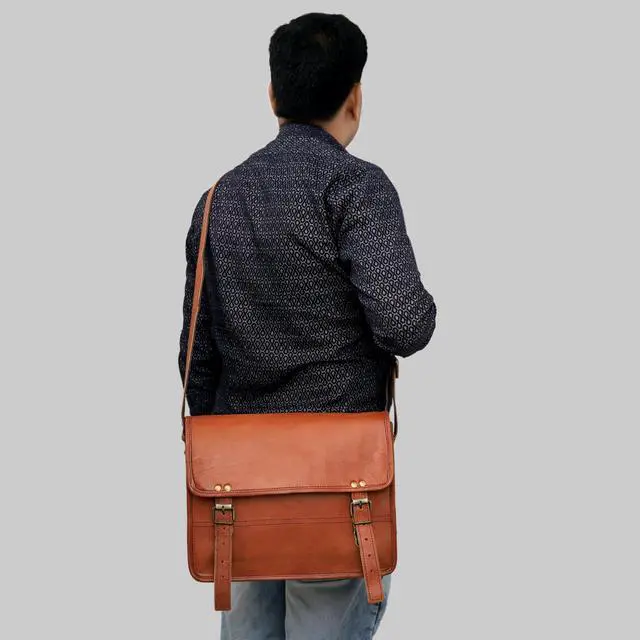 Alt view image 4 of 5 - Cuero Genuine Leather iPad/Tablet Bag Messenger Bag Small Briefcase CrossBody Shoulder Bag for Men and Women (Tan Brown, 11" x 9" Small)