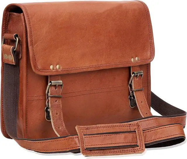 Alt view image 2 of 5 - Cuero Genuine Leather iPad/Tablet Bag Messenger Bag Small Briefcase CrossBody Shoulder Bag for Men and Women (Tan Brown, 11" x 9" Small)