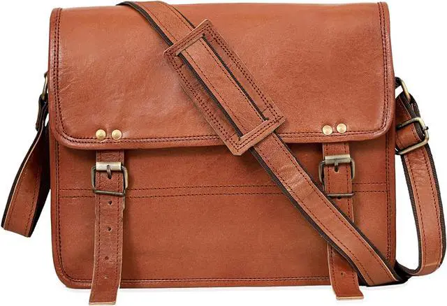 Alt view image 3 of 5 - Cuero Genuine Leather iPad/Tablet Bag Messenger Bag Small Briefcase CrossBody Shoulder Bag for Men and Women (Tan Brown, 11" x 9" Small)