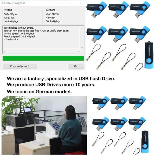 Alt view image 3 of 4 - lcwamy 8GB USB Flash Drive 15 Pack Bulk USB Flash Drives USB2.0 8GB Flash Drive Bulk Thumb Drive 15 Pack Flash Drive Thumb Drives CupShadow USB (Blue)