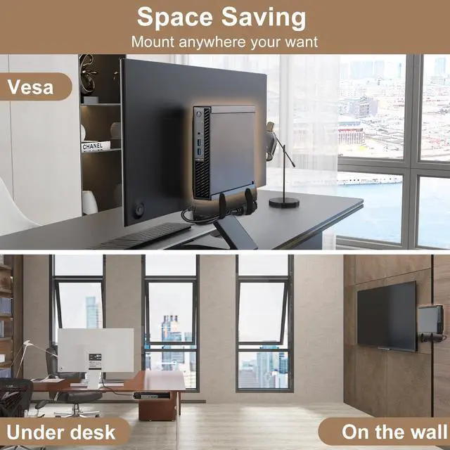 Alt view image 3 of 5 - 2 Pack Mount for Lenovo Tiny VESA System Mounting Bracket Wall VESA and Under Desk Mini PC Mount for Lenovo ThinkCentre Tiny Desktops M600 M700 M700z M715q M800z M900 M900x M900z
