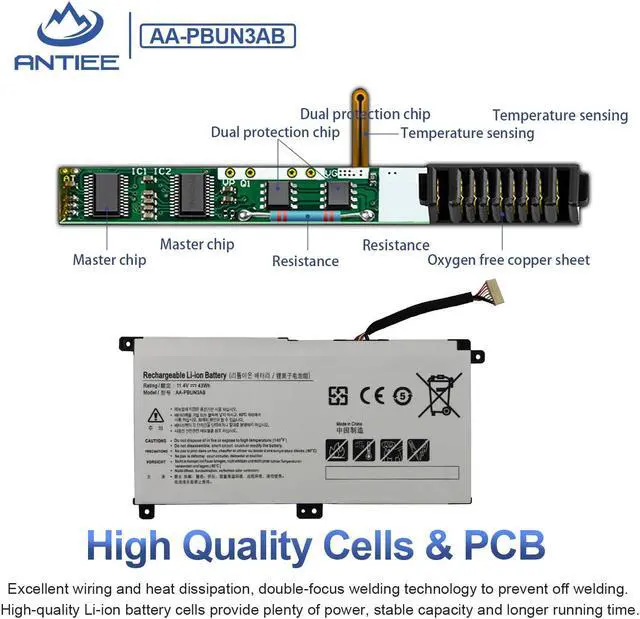 Alt view image 4 of 5 - AA-PBUN3AB AA-PBUN3QB Tablet Battery for Samsung Notebook 5 NP300E5K NP530E5M NP550XTA NP730QAA NP740U3L NP740U5L NP740U3M NP740U5M NP800G5M 300E5K 300E4M 500R5M 550XAA 8500GM 810G5M Series 11.4V 43Wh
