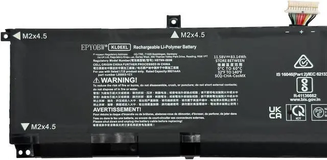 Alt view image 2 of 5 - EPYOBW KL06XL Laptop Battery 83.14Wh 6821mAh Compatible with HP Envy 15-EP 15-EP0000 15-EP0000NS 15-EP0000NU 15-EP0000NW 15-EP0001NK 15-EP0001NIA Series HSTNN-IB9M L85853-1C1 L85885-005