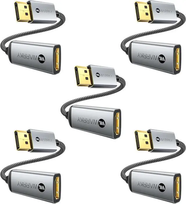 Main image of Warrky 4K DisplayPort to HDMI Adapter 5 Pack,[Metal Case, Gold-Plated Pins] Uni-Directional Display Port (DP) to HDMI Monitor Converter 1080P@120Hz Compatible for HP, AMD, NVIDIA. Male to Female.