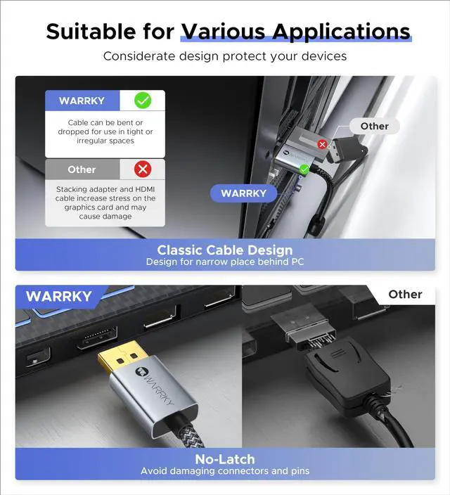 Alt view image 5 of 5 - Warrky 4K DisplayPort to HDMI Adapter 5 Pack,[Metal Case, Gold-Plated Pins] Uni-Directional Display Port (DP) to HDMI Monitor Converter 1080P@120Hz Compatible for HP, AMD, NVIDIA. Male to Female.