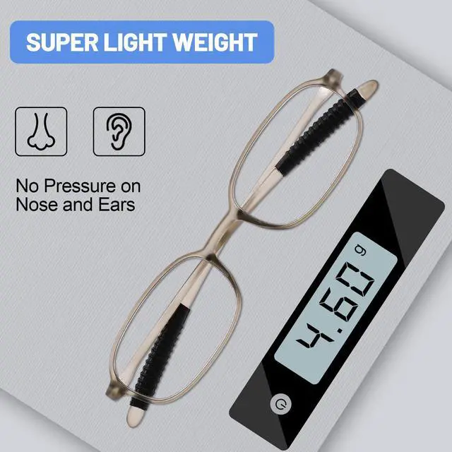 Alt view image 4 of 5 - WEMOOTANTS 4 Packs 3.0 Grey Reading Glasses for Men Women's Blue Light Blocking Readers 1.0 1.5 2.0 2.5 300 3.5 4.0