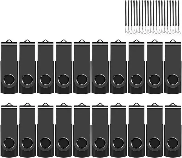 Main image of EASTBULL 4GB USB Flash Drive Bulk Thumb Drives 20 Pack with Lanyards USB 2.0 Memory Sticks Zip Drive PenDrive for Storage and Backup Black 20PCS 4GB