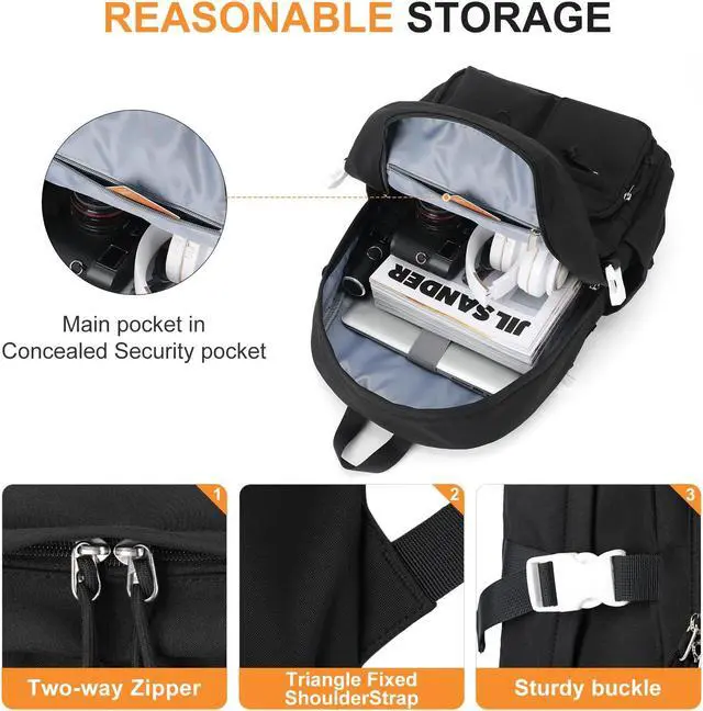 Alt view image 3 of 5 - weradar Black School Backpack For Women Men,Aesthetic College Backpack With Lots of Pockets,Lightweight High School Bag For Teens Girls Boys,Cute Bookbag