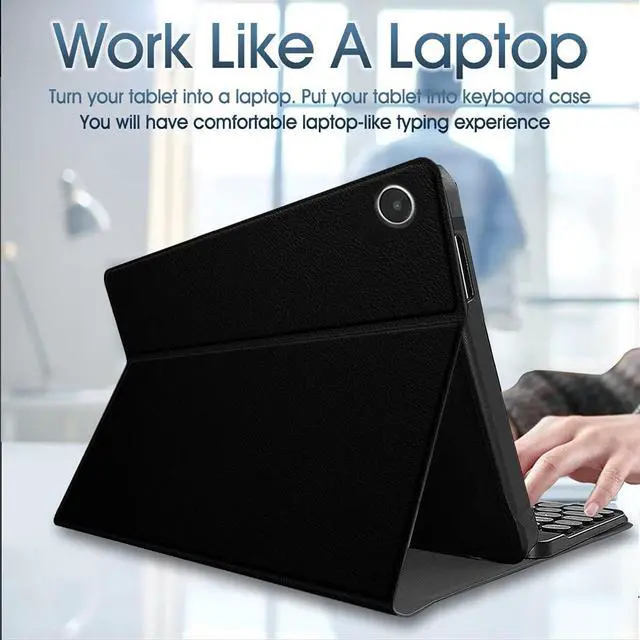 Alt view image 5 of 5 - Wineecy Backlit Keyboard Case for Lenovo Tab M8 4th Gen 8.0 Inch 2023 (TB-300FU /TB-300XU), 7 Colors Backlight Detachable Wireless Keyboard & PU Folio Stand Cover Case for Lenovo Tab M8 8" Gen 4 2023