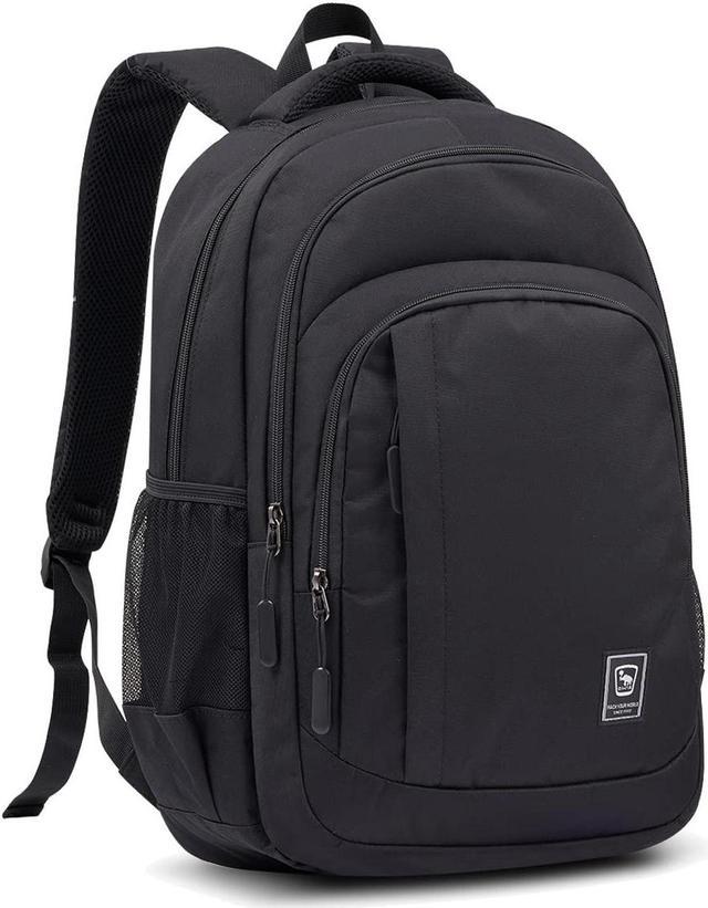 WIRABO Laptop Backpack for Men Travel Backpack Water Resistant 15.6 Inch Computer Backpack Work Business All Black Newegg