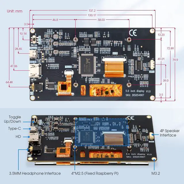 Alt view image 5 of 5 - ELECROW 5 Inch Mini Touchscreen Monitor, IPS Capacitive 5-Point Touch Screen 800x480 HD LCD Display Compatible with Raspberry Pi 5/4/4B/3B+/3B/B+, PC, Laptop, Driver-Free