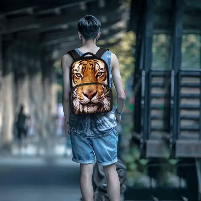Alt view image 2 of 5 - ENDUO DESIGN Animal School Bag Leopard School College Backpack Teenagers Casual Daypack,17 Inch Laptop Backpack for