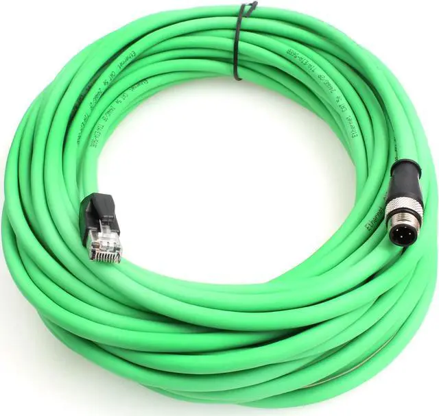Main image of Eonvic M12 4-pin Male to RJ45 E4 Plug High Flex Cat5e Industrial Ethernet Cable Dynamic PUR (25M, Green)