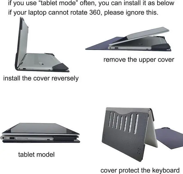Alt view image 4 of 5 - WODBAO Laptop Protection case for Lenovo ThinkPad X1 Carbon Generation 11/10/9 2023-2021 and ThinkPad X1 Yoga Gen 8/7/6 2023-2021 Laptop Drop Protection PU Leather case (Dark Gray)