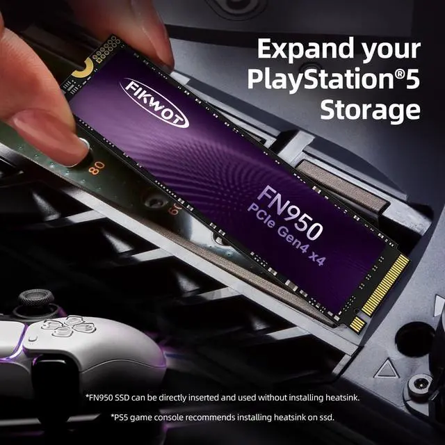 Alt view image 3 of 5 - Fikwot FN950 1TB NVMe SSD M.2 2280 PCIe Gen4x4, Up to 5000MB/s, Internal Solid State Drive, Configure SLC Cache, Storage and Memory Expansion for PS5 Laptop Desktop