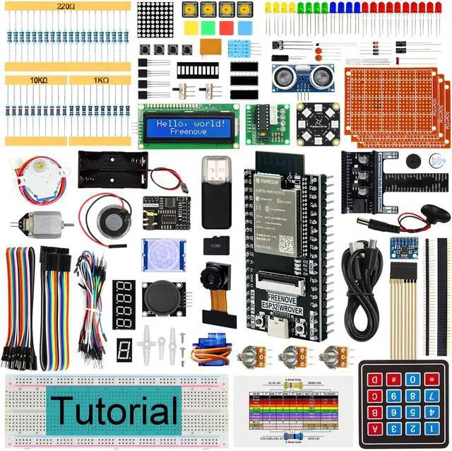 Main image of FREENOVE Ultimate Starter Kit for ESP32-WROVER CAM (Included), Dual-core 32-bit 240 MHz Microcontroller, Onboard Camera Wireless, Python C Java, 795-Page Detailed Tutorial, 240 Items, 122 Projects
