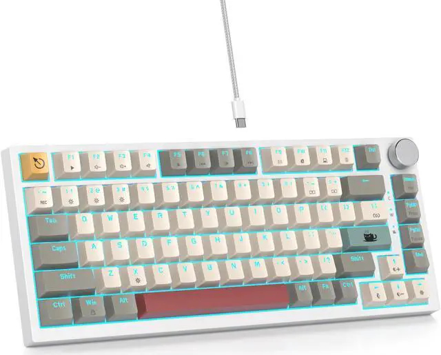 Main image of 75% Wired Gaming Keyboard, Hot Swappable Gasket Mount, Red Switch, RGB Backlit 82 Keys TKL Mechanical Keyboard, NKRO Compact for PC Laptop Windows Gamer (Gray Rice)