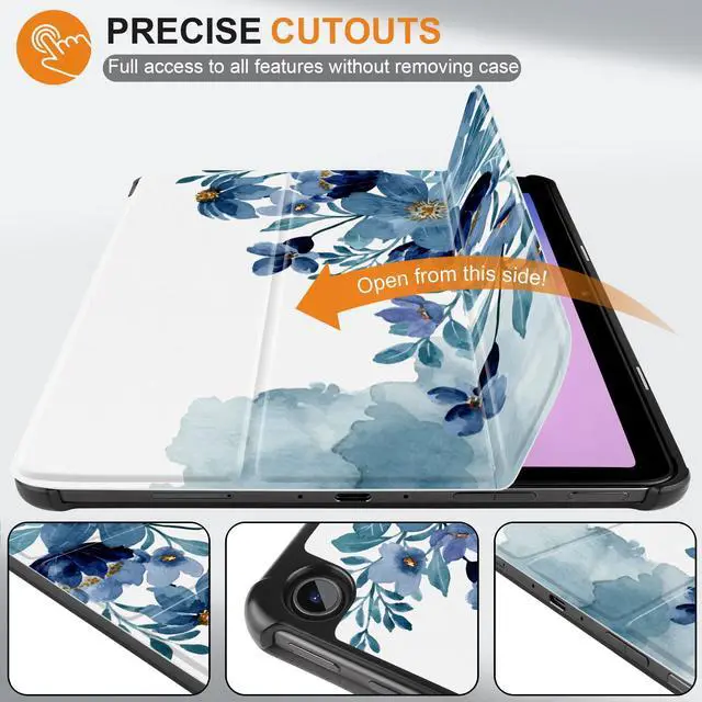 Alt view image 3 of 5 - Yebiseven Case for  Fire Max 11 2023(Only Compatible with 13th Generation Tablet), Shockproof Tablet Protective Cover with Trifold Stand & Auto Sleep/Wake, Blue Floral