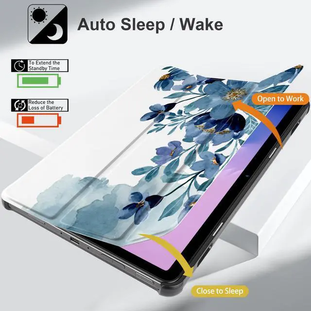 Alt view image 5 of 5 - Yebiseven Case for  Fire Max 11 2023(Only Compatible with 13th Generation Tablet), Shockproof Tablet Protective Cover with Trifold Stand & Auto Sleep/Wake, Blue Floral