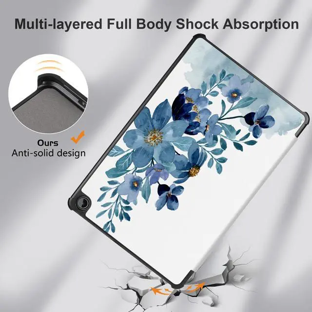 Alt view image 4 of 5 - Yebiseven Case for  Fire Max 11 2023(Only Compatible with 13th Generation Tablet), Shockproof Tablet Protective Cover with Trifold Stand & Auto Sleep/Wake, Blue Floral