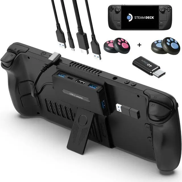 Main image of Portable Steam Deck Dock 5-in-1 USB C Hub Docking Station with 3*USB A 4K@60H USB C PD 100W Max Steam Deck Stand Base Accessories