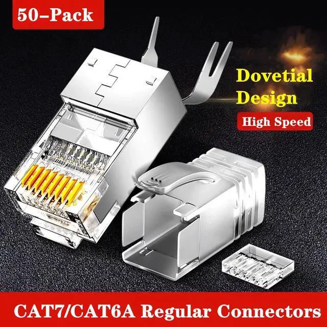 Alt view image 2 of 5 - Gaobige 50-Pack Cat7 Cat6A RJ45 Connectors Shielded Cat7 Cat6A RJ45 Ends Ethernet Cable Crimp Connectors 50PCS RJ45 Strain Relief Boots (Not Pass Through RJ45 Connectors)