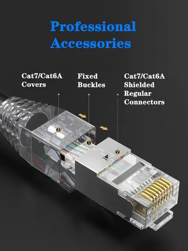 Alt view image 5 of 5 - Gaobige 50-Pack Cat7 Cat6A RJ45 Connectors Shielded Cat7 Cat6A RJ45 Ends Ethernet Cable Crimp Connectors 50PCS RJ45 Strain Relief Boots (Not Pass Through RJ45 Connectors)