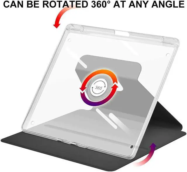 Alt view image 2 of 5 - Case for Kindle Scribe with Pencil Holder - (360 Degree Rotation & Auto Wake/Sleep), Premium Folio Stand Case with Flexible Viewing Angles for Kindle Scribe 10.2 Inch 2022 (Black)
