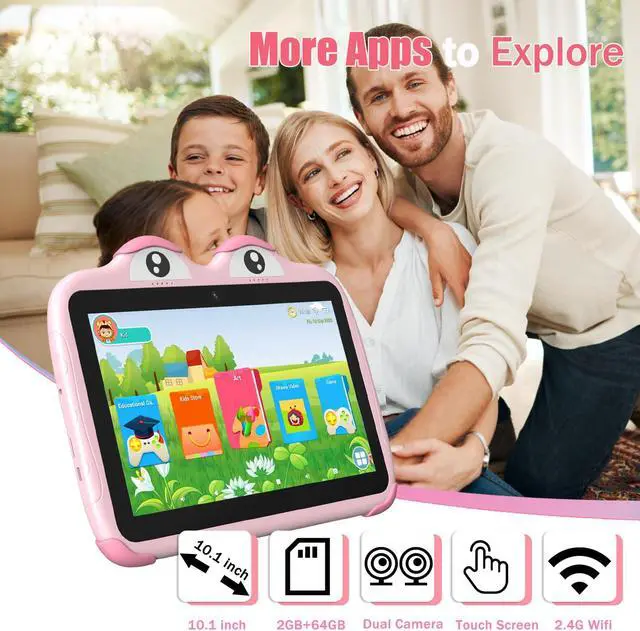 Alt view image 4 of 5 - YINOCHE Kids Tablet 10 inch Toddler Tablet for Kid Toddlers Android 64GB Tablets with Case WiFi Children's Tablets Dual Camera Touch Screen tabletas para niños Kids Apps Installed YouTube (Pink)