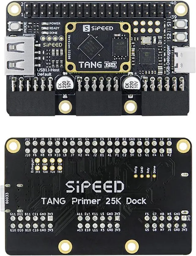 Alt view image 2 of 5 - Sipeed Tang Primer 25K GW5A FPGA Development Board, 64Mbits Linux RISCV Single Board Computer, with MIPI 2.5Gbps Ethernet PMOD Port for FPGA Education, Support SDRAM HDMI Camera Module (Basic Dock)